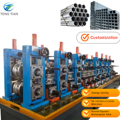 HG140 Automatic HF Carbon Steel Tube Production Line Φ50-141mm x 5.5mm 80m/min for Round Square Rectangular Pipes